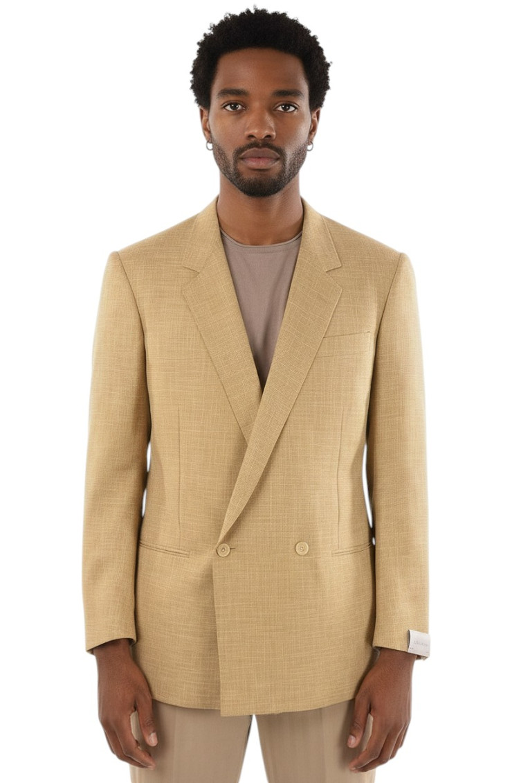 Beige Notched Lapel Blazer