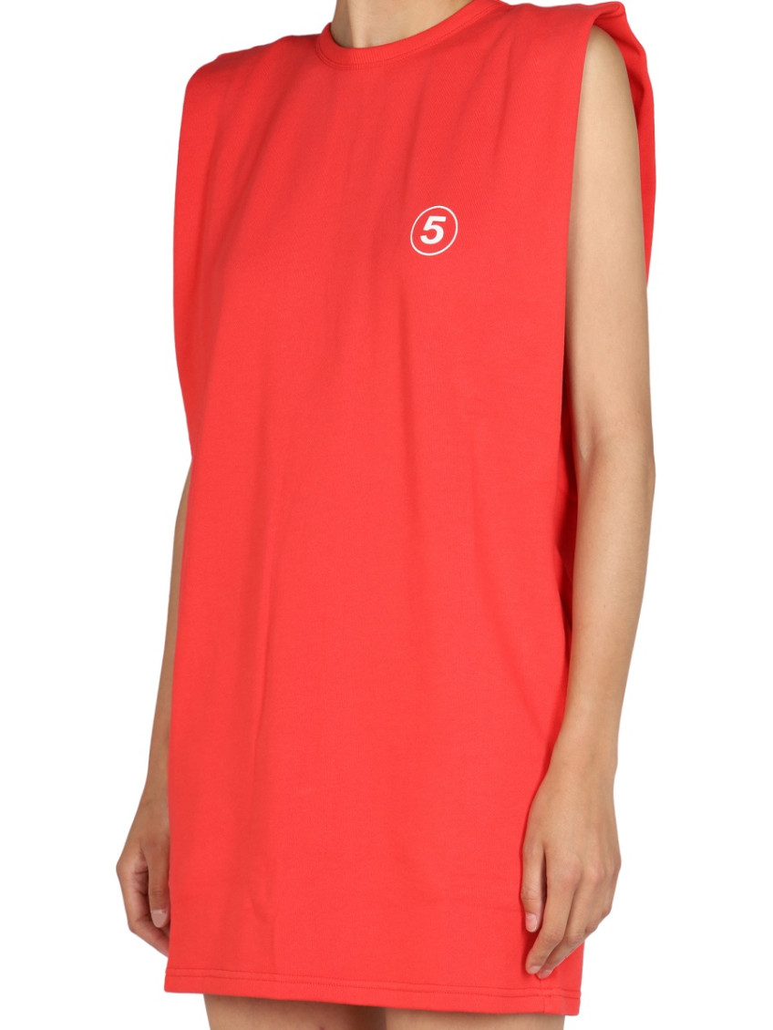 Red Logo Crew Neck Mini Dress