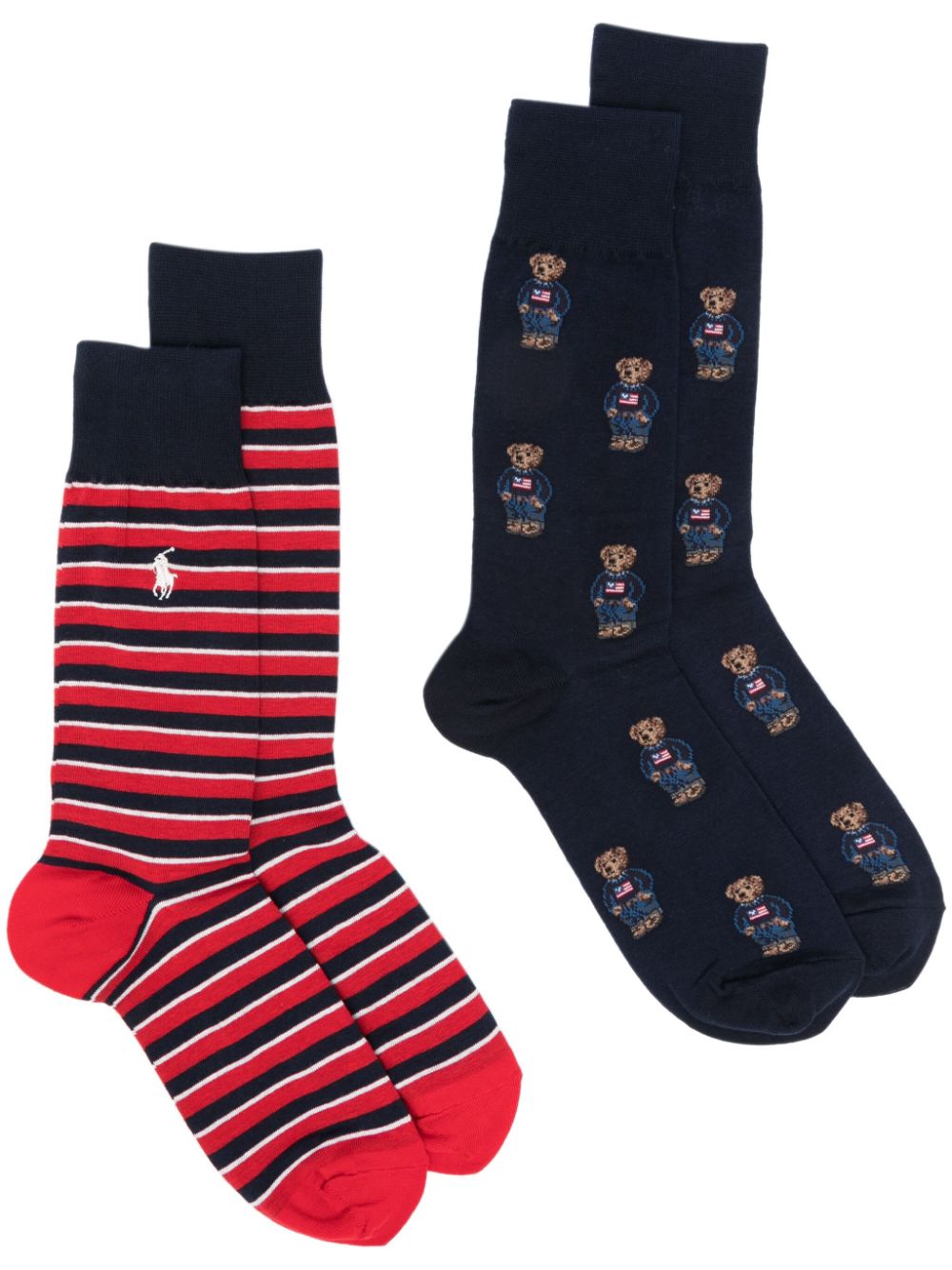Embroidered-logo socks (pack of two) - Blue