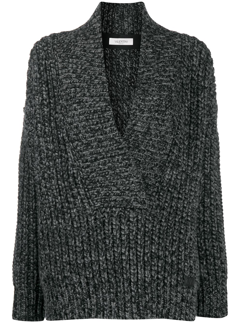 Oversized mélange-knit jumper - Black