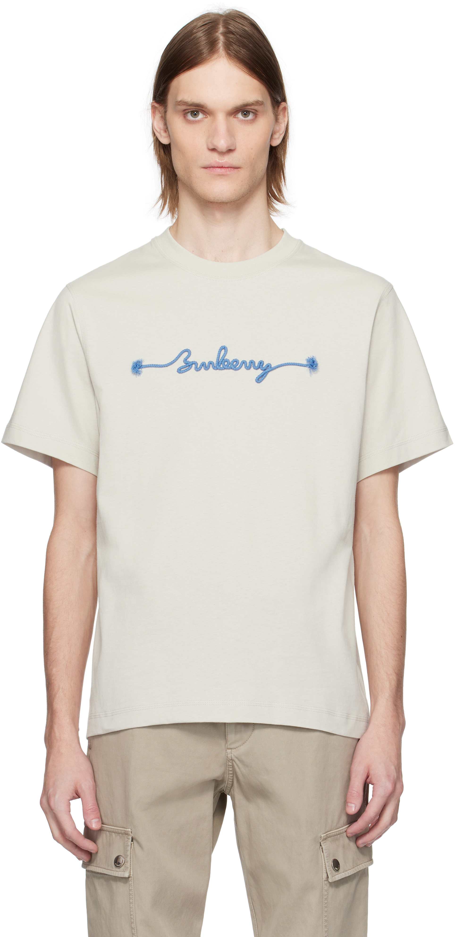 Burberry Beige Knot Logo Cotton T-shirt