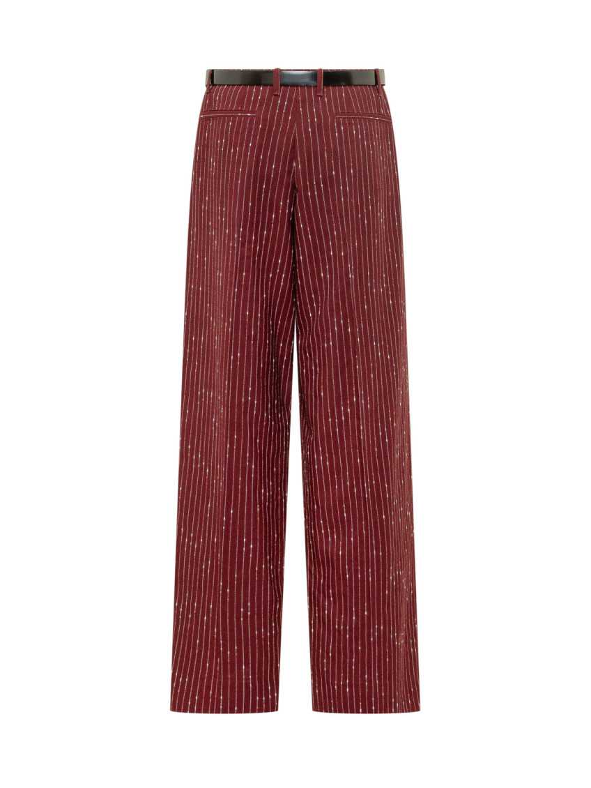Red Straight Flat Front Pants