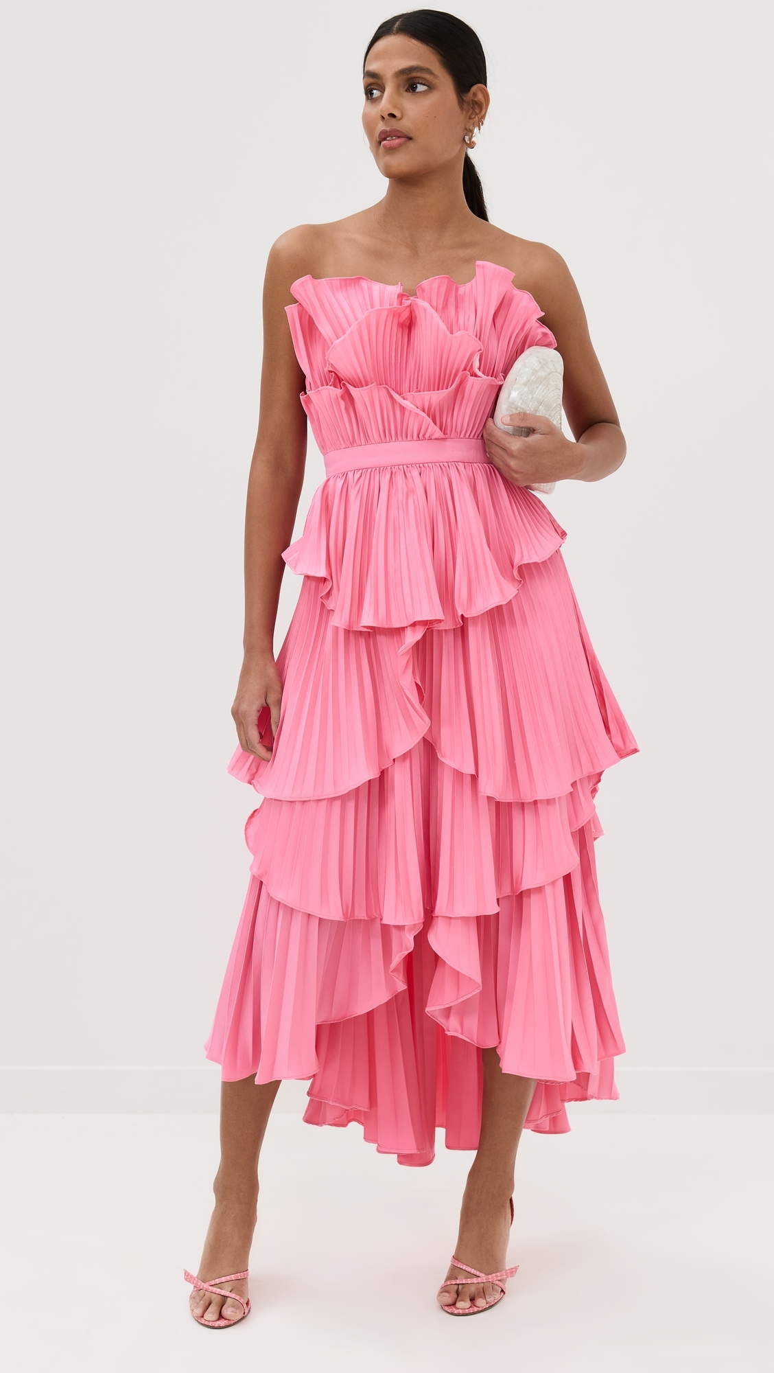 Judah Scallop Pleated Dress Calla Lily