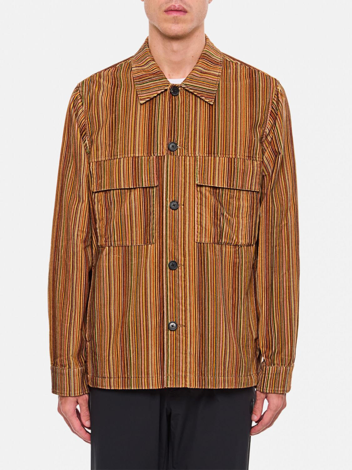 Striped shirt jacket - Brown
