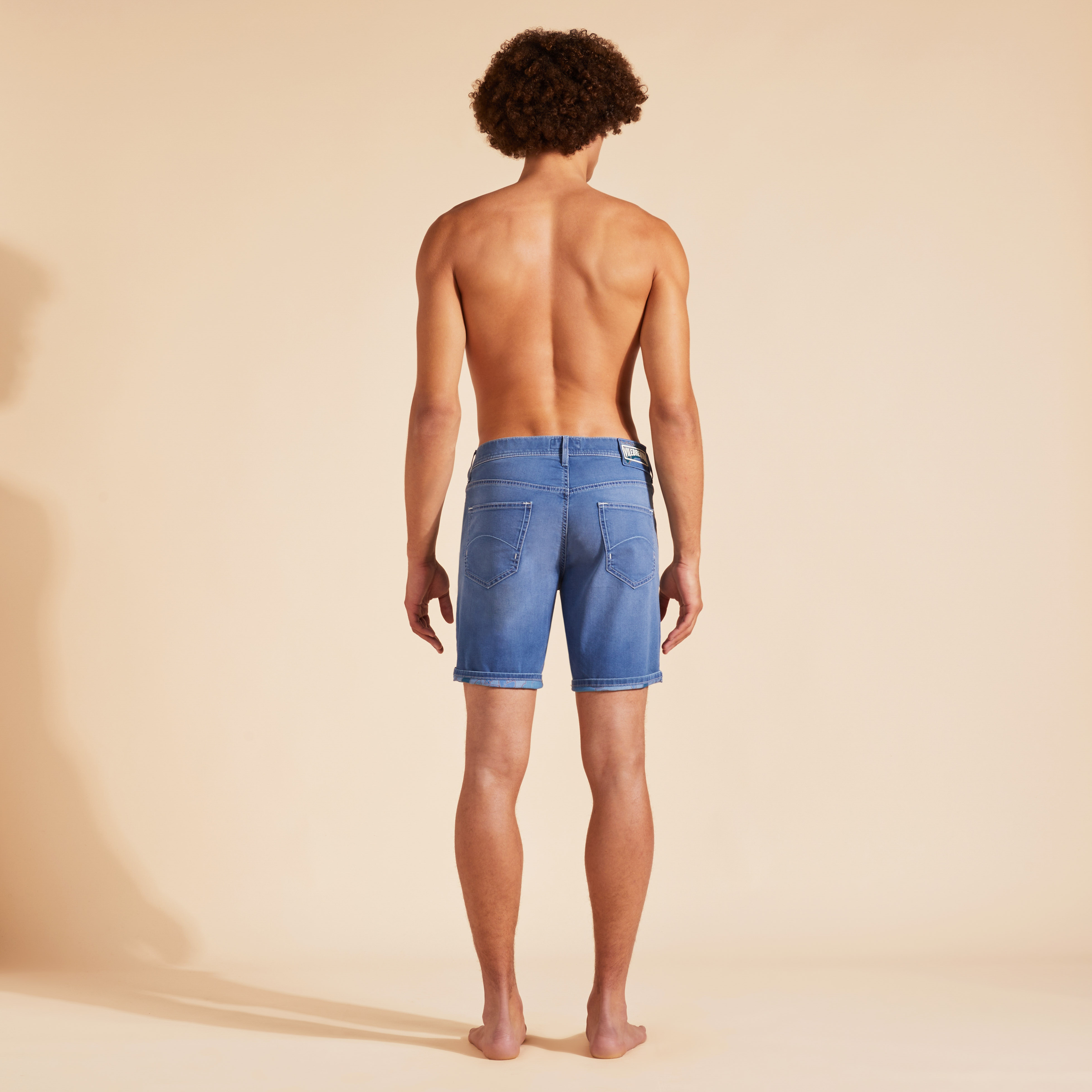 Men 5-pockets Denim Bermuda Shorts Tropical Turtles - Bermuda - Garonne - Blue