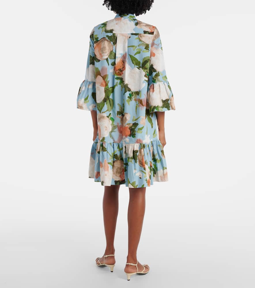 Floral gathered cotton poplin minidress
