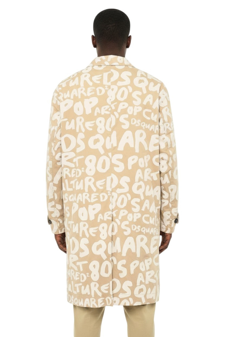 Beige Logo Trench Coat