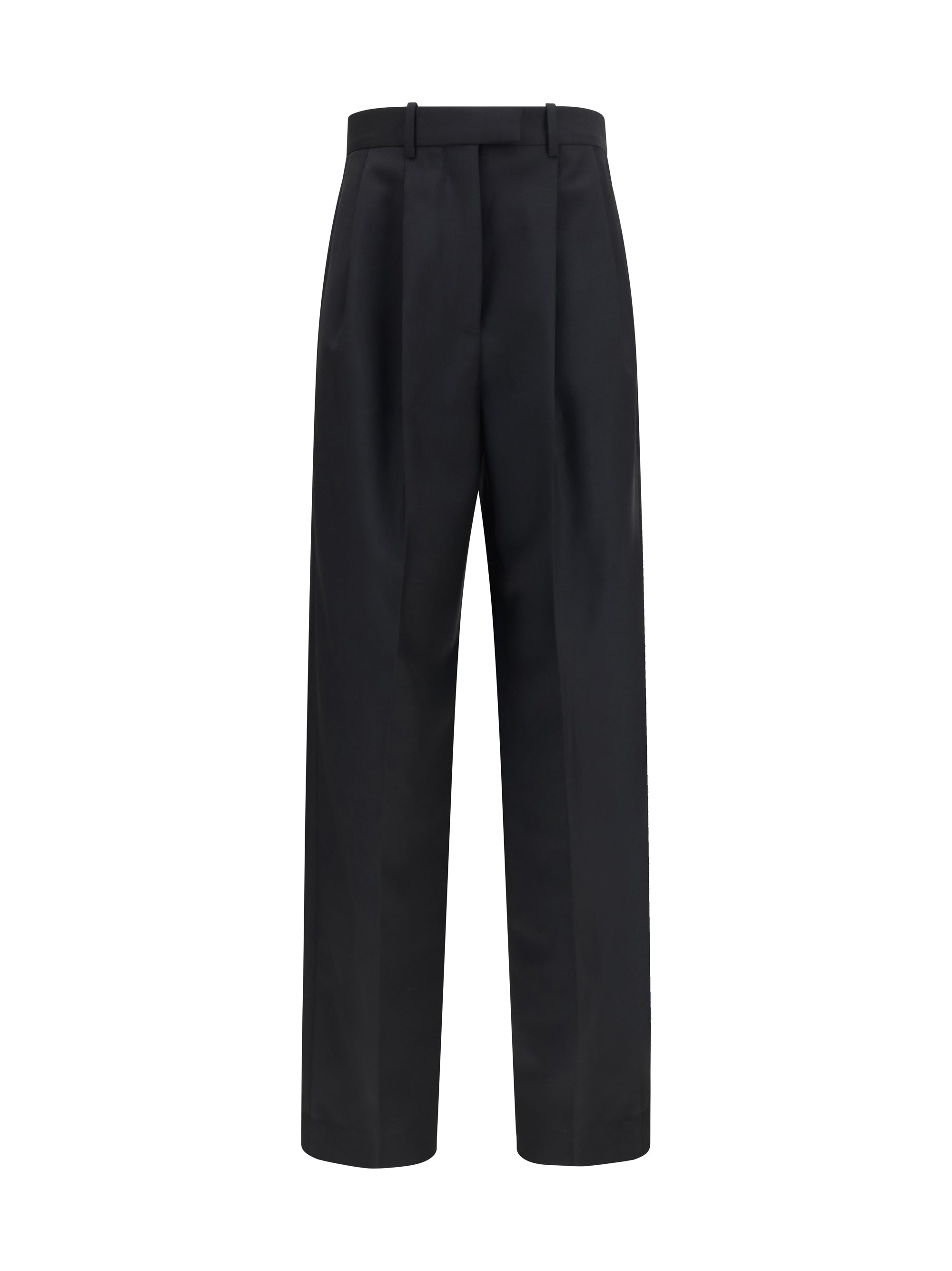 Double-Pleat Wool and Mohair Trousers — Black