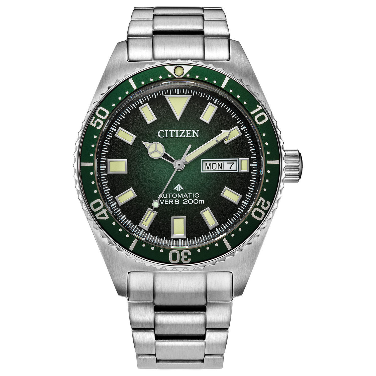 Automatic Men's Promaster Dive Sea Auto Silver-Tone Stainless Steel Bracelet Green Dial