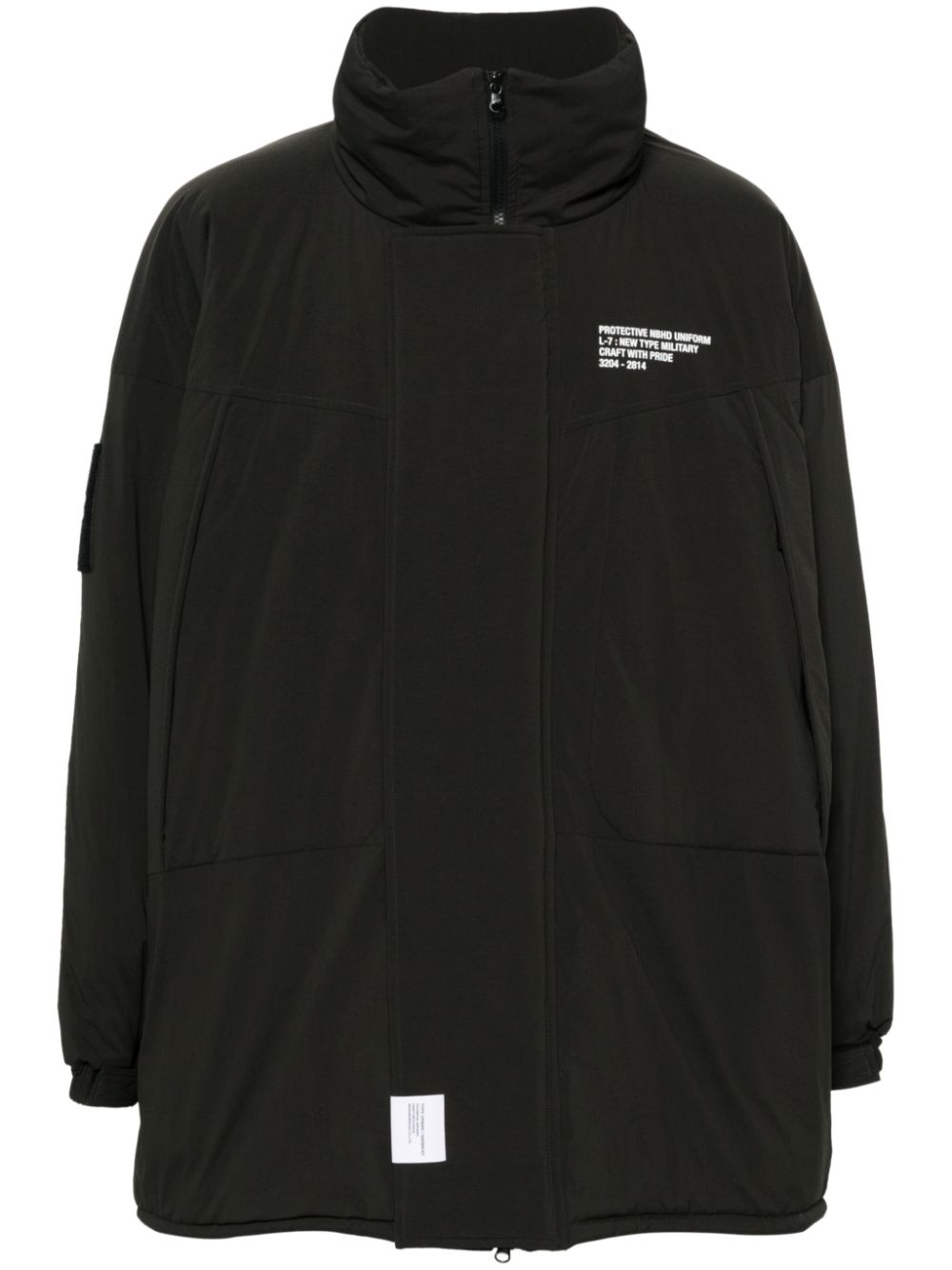Monster logo-print parka coat - Black