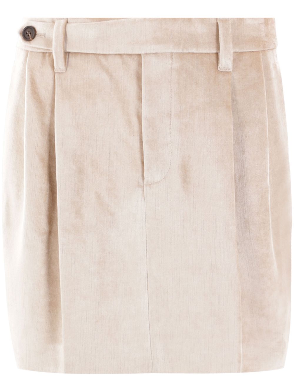 Dart-detail velvet miniskirt - Neutrals