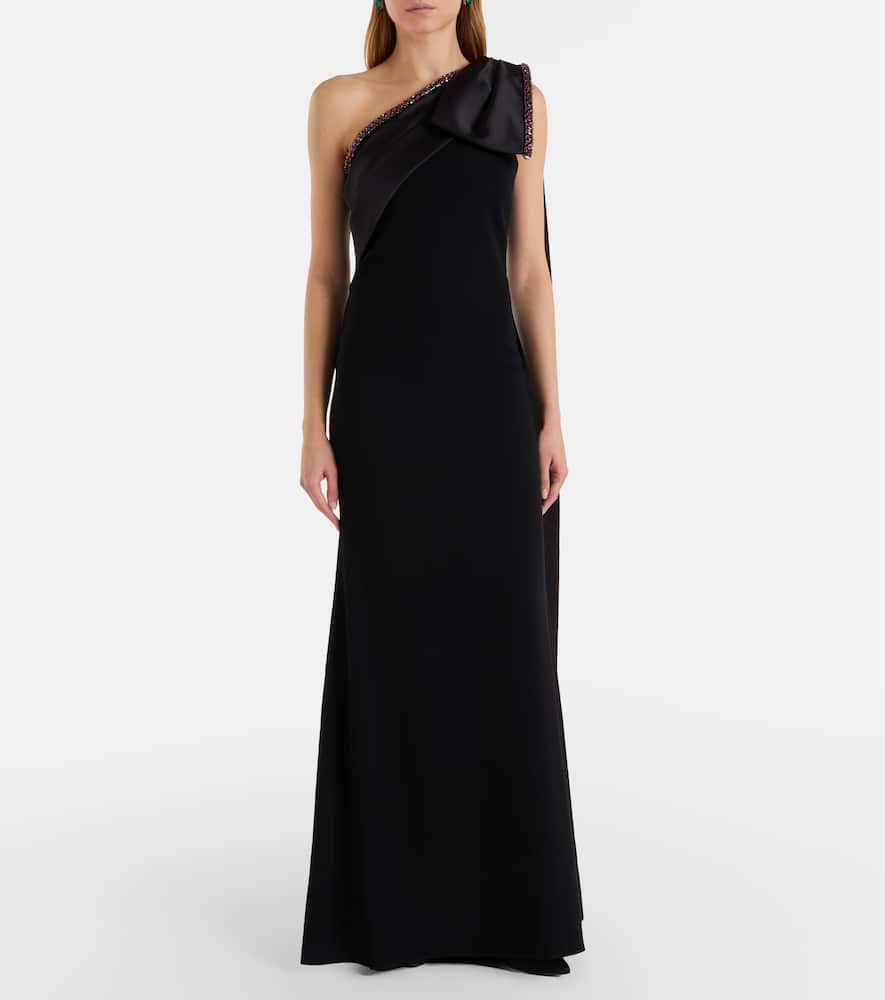 Crystal-embellished crêpe satin gown