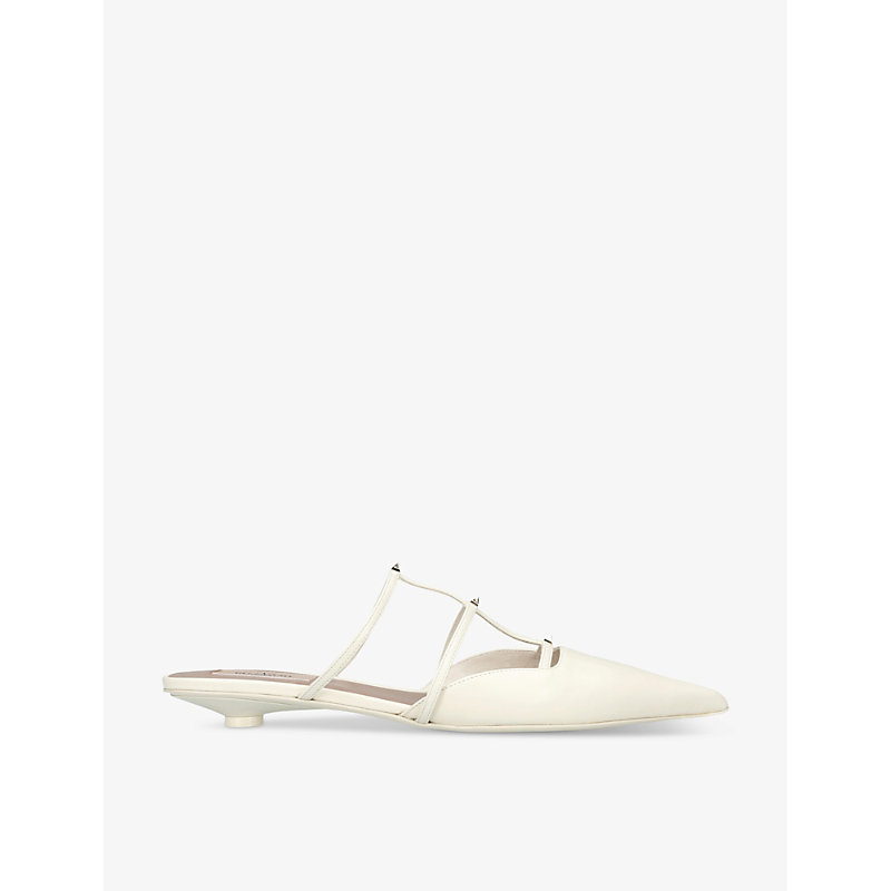 Womens White Rockstud Wisp 20 Leather Heeled Mules