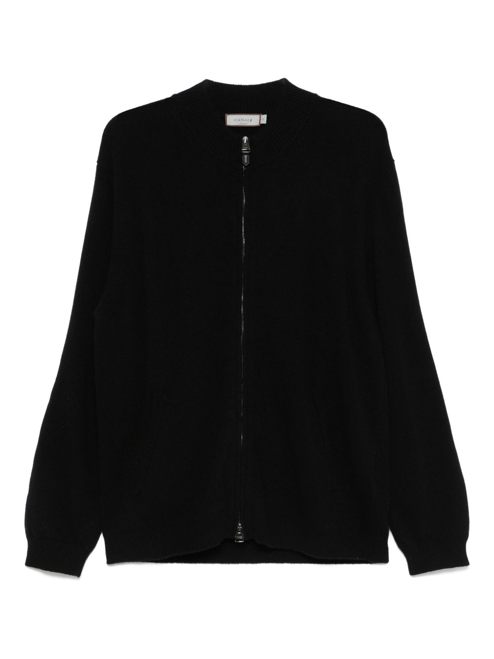 Wool-blend zip-up cardigan - Black