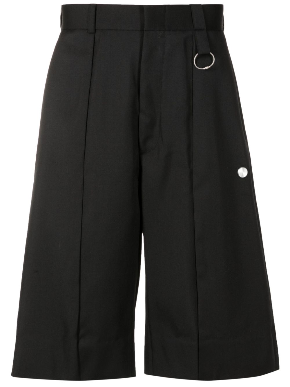Logo-plaque virgin-wool shorts - Black
