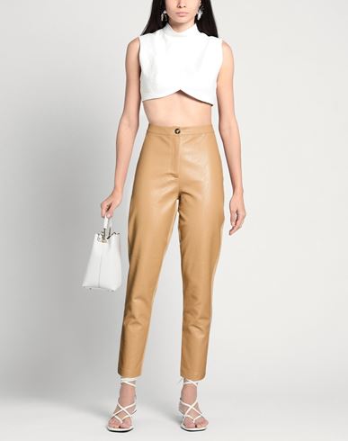 Z. o.e. Zone Of Embroidered Woman Pants Camel Size L Polyurethane, Viscose, Polyamide, Elastane