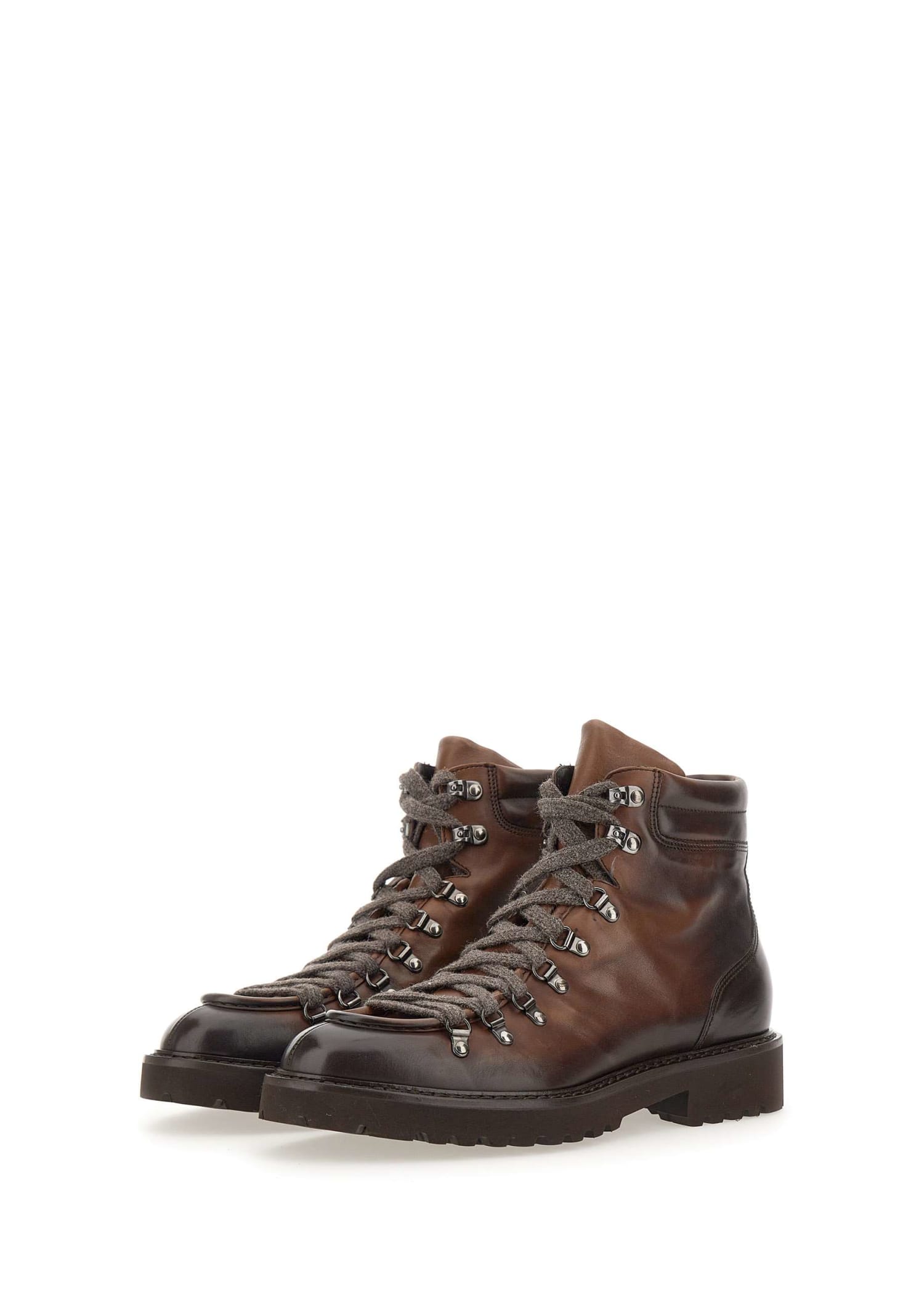 Ankle lace-up fastening boots - Brown