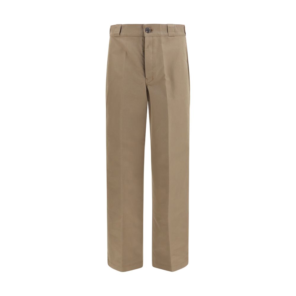 Wide-Leg Technical Canvas Trousers — Brown