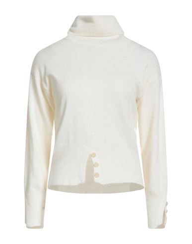 N. o.w. Andrea Rosati Cashmere Woman Turtleneck Ivory Size S Wool, Viscose, Nylon, Cashmere