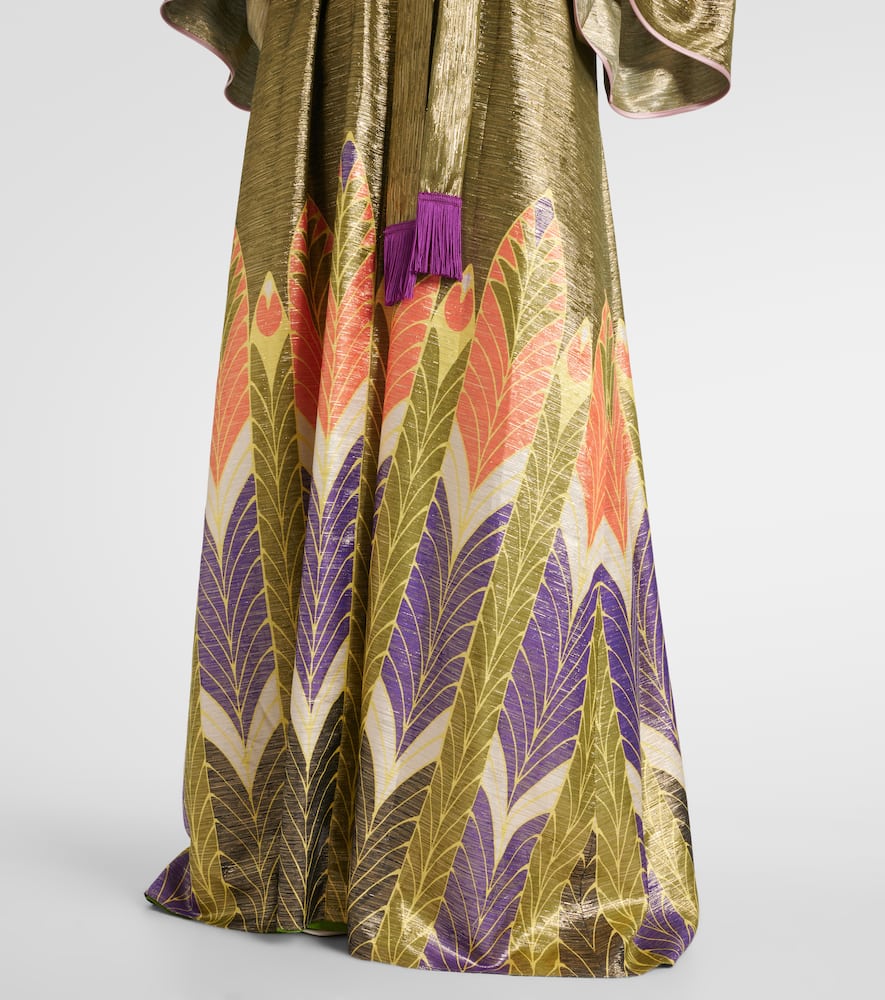 Printed silk-blend gown