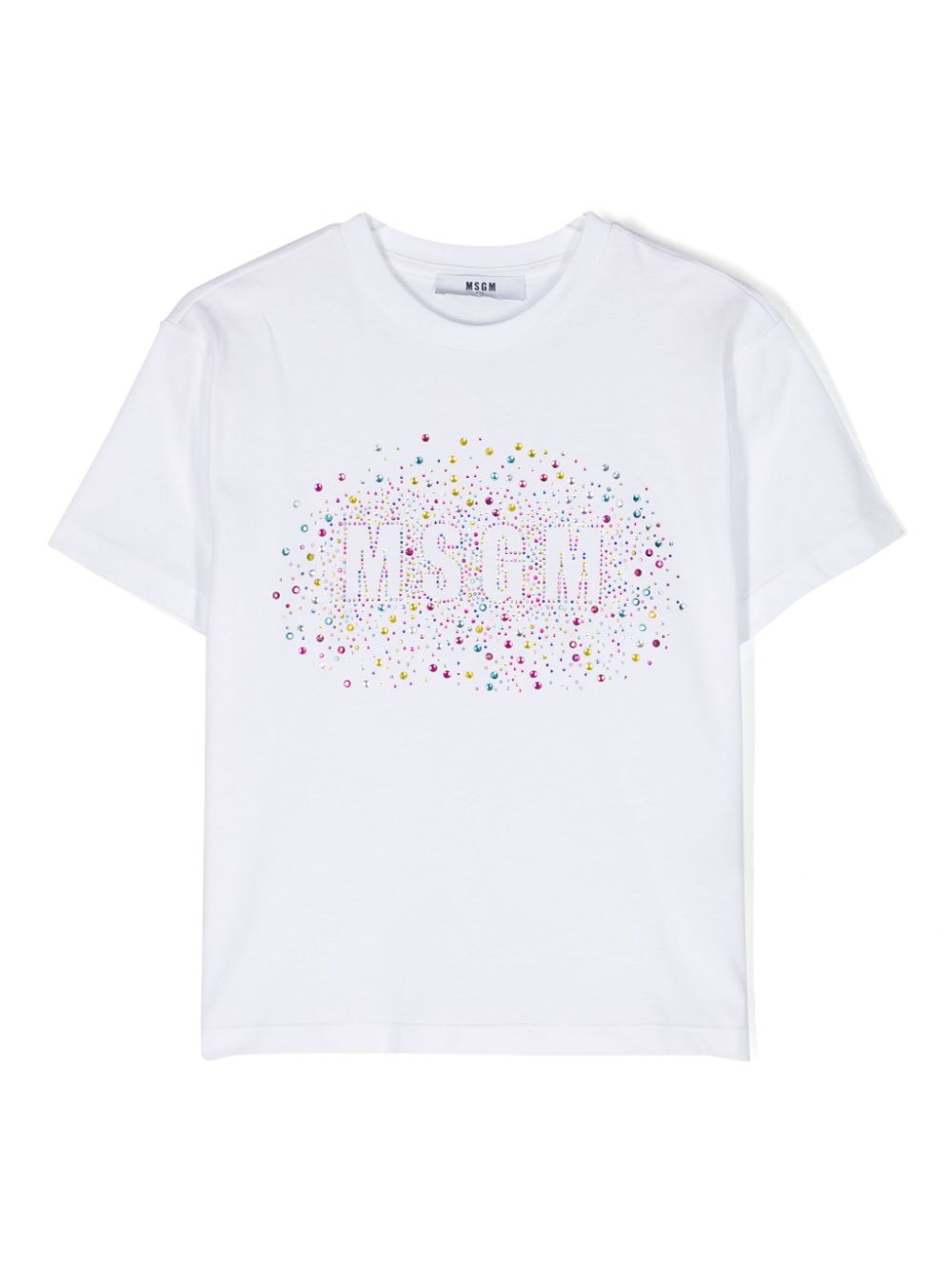 Logo rhinestone-embellished cotton T-shirt - Black
