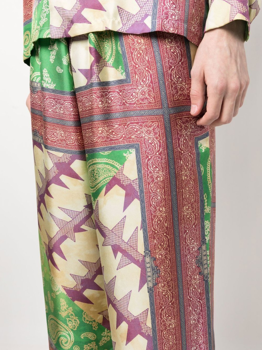 Scarf Print Sil Slacker Pants