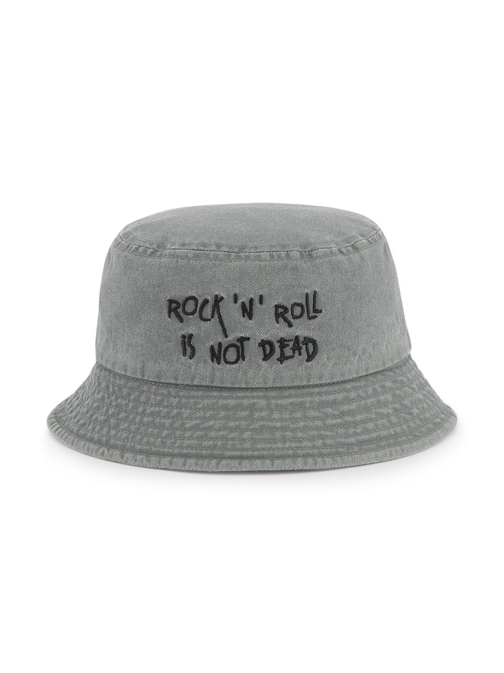 Embroidered-slogan bucket hat - Grey
