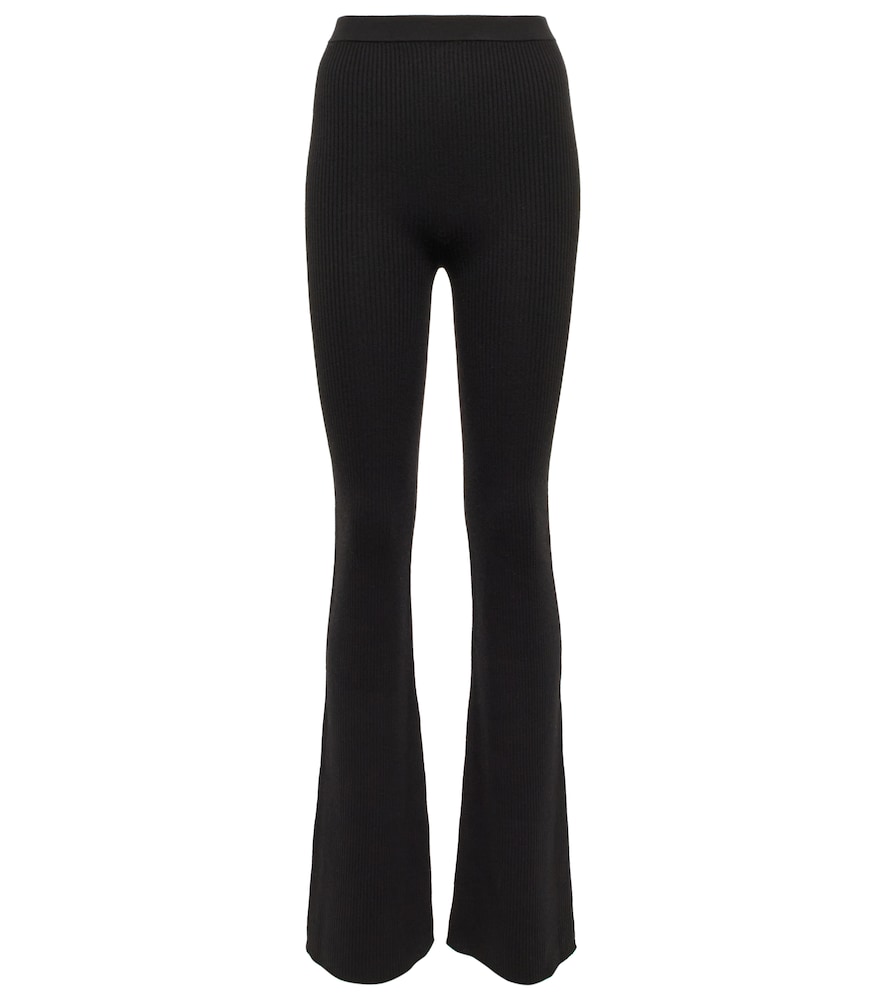 Rib-knit wool-blend pants