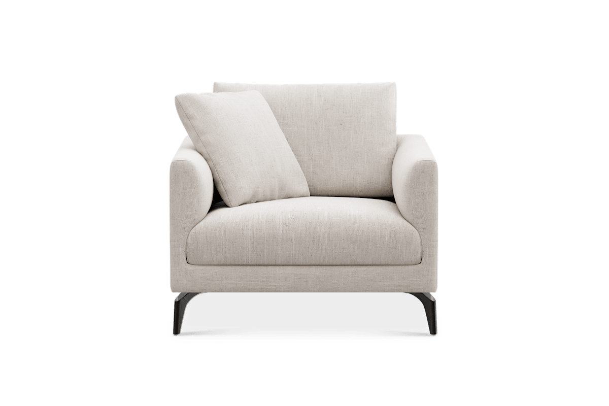 Lena Armchair Customized, (Performance Linen Weave) Light Grey (Matte Black Legs), Spill Resistant, Removable Covers for Chairs