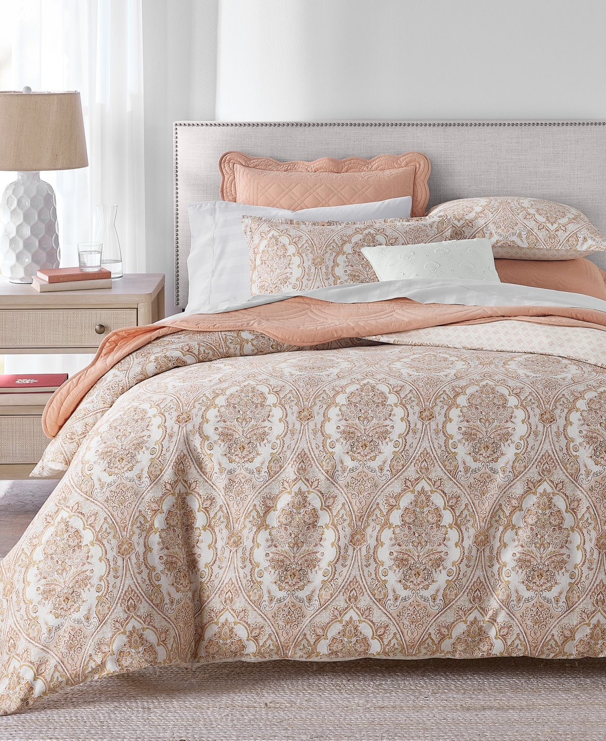 Sofia Damask 2-Pc. Duvet Cover Set, Twin - Pink