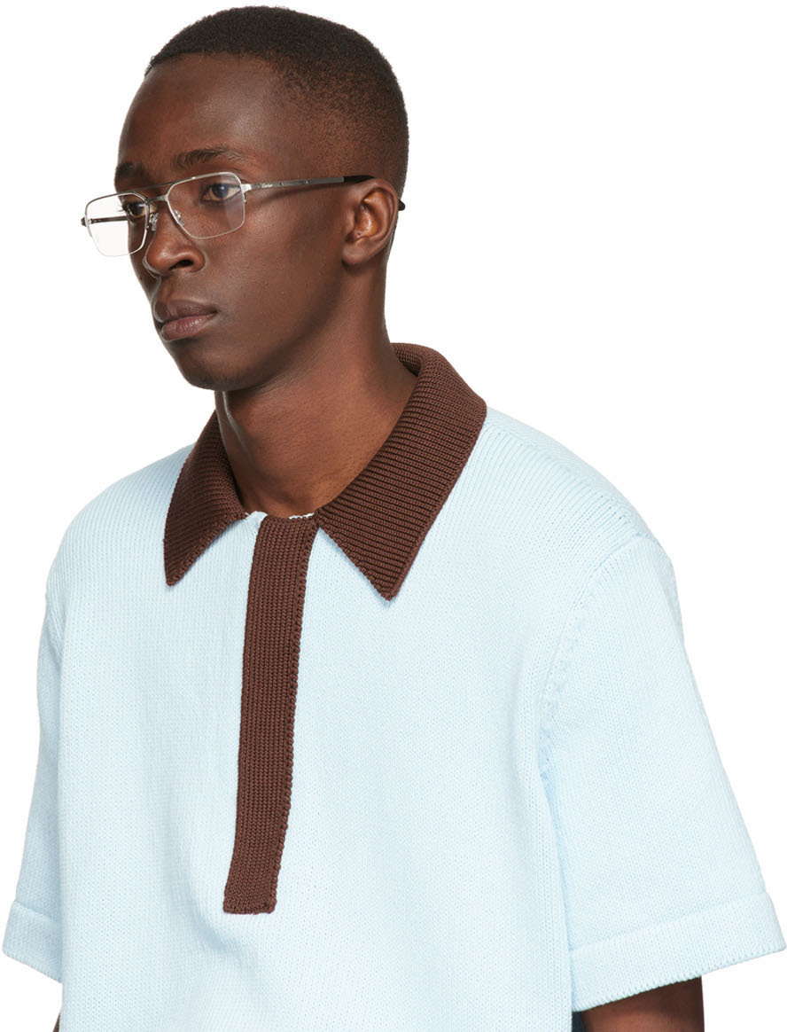 까르띠에 남성 실버 산토스 드 까르띠에 에비에이터 안경