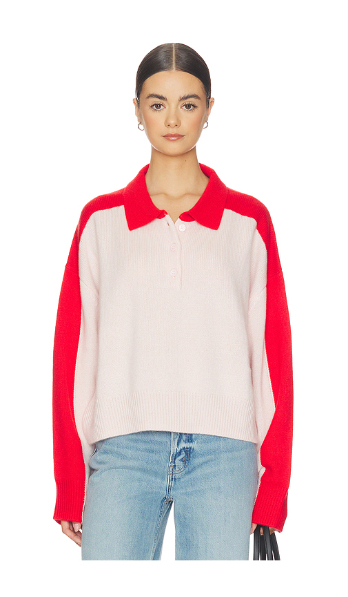 Soft Goat Color Block Polo Shirt in Pink,Red. - M also in S