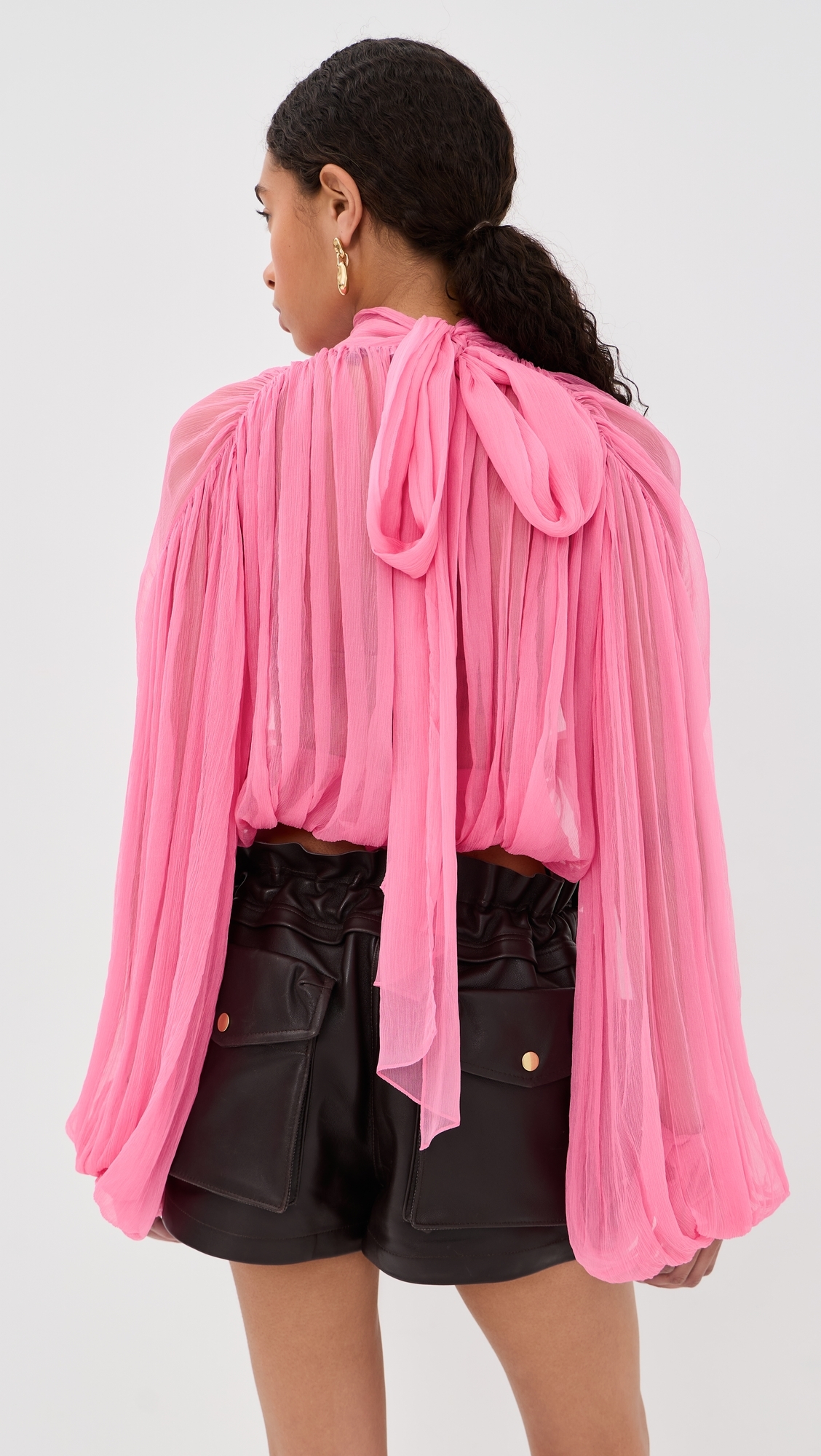 Long Sleeve Top with Scarf Detail Pink