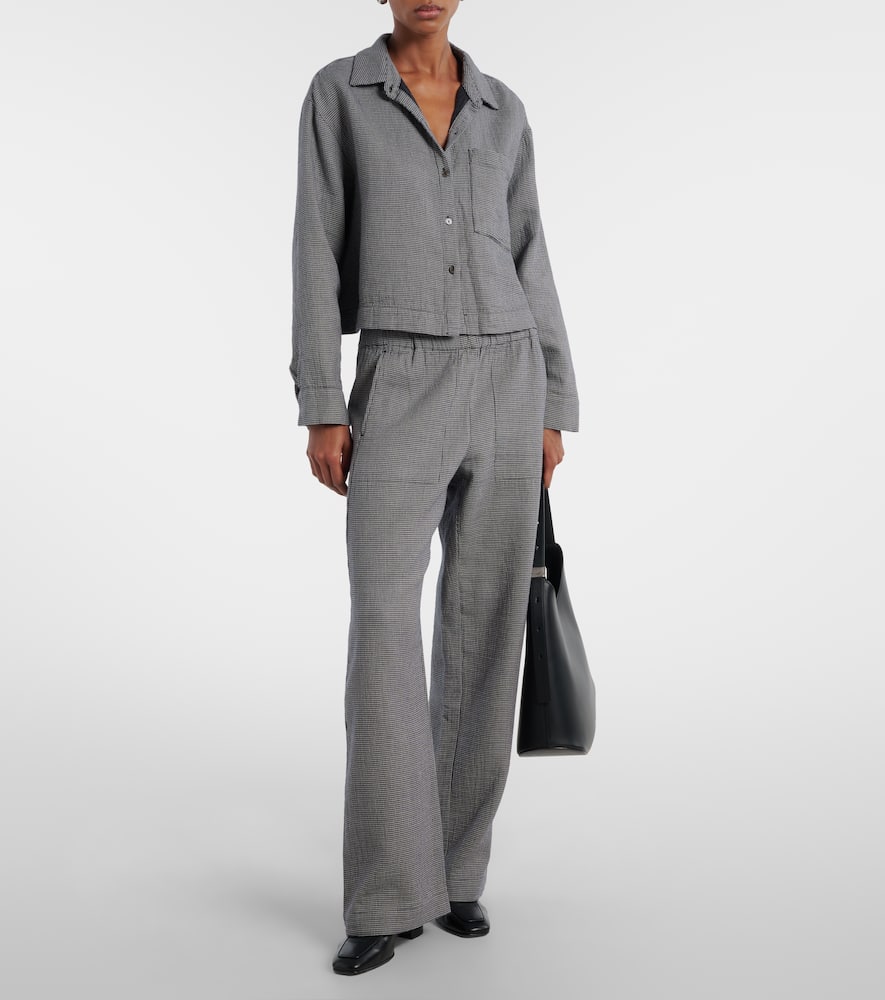 Braylen houndstooth cotton wide-leg pants