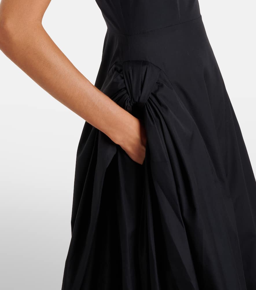 Puff-sleeve cotton poplin midi dress