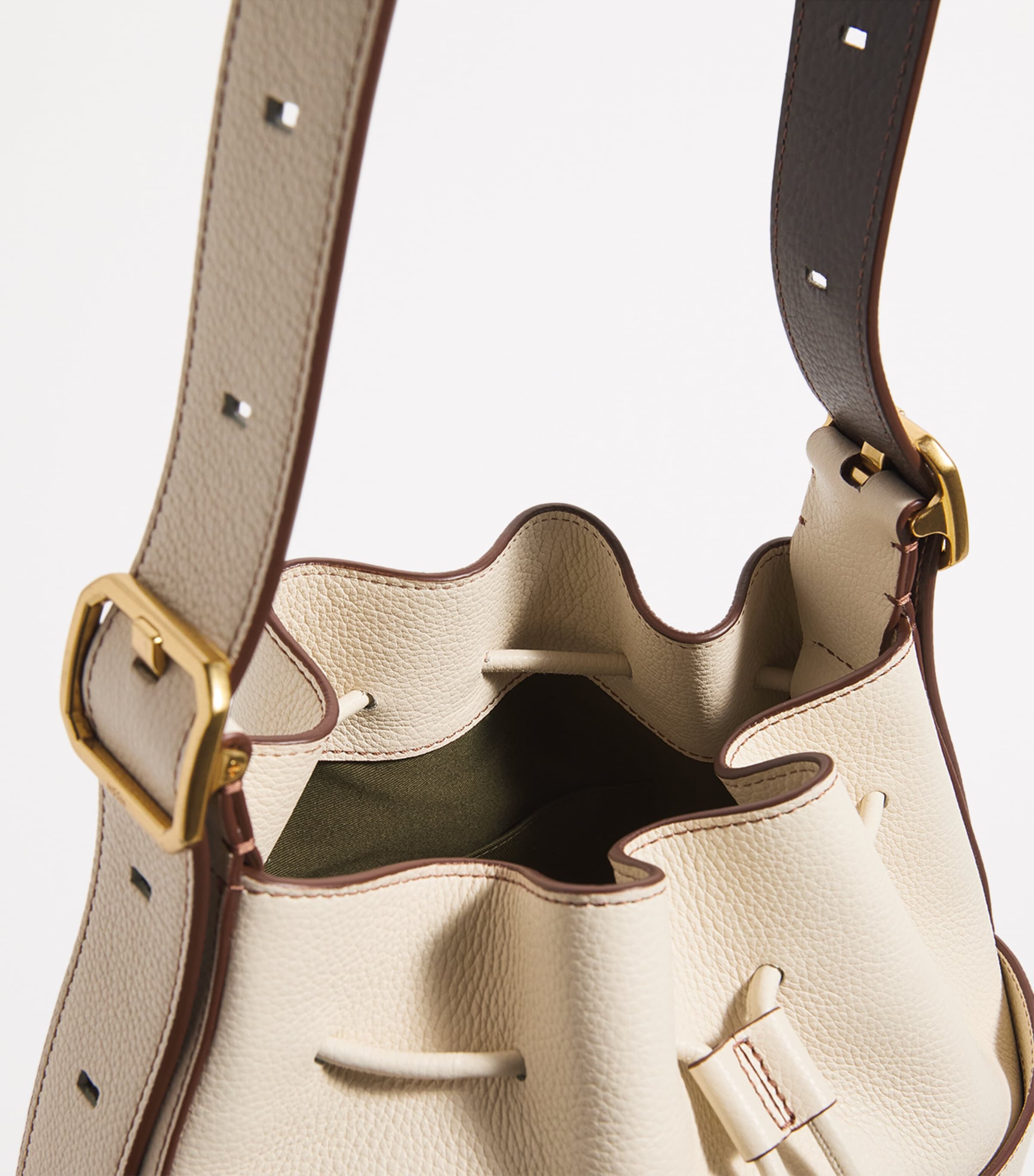 Leather Drawstring Bucket Bag