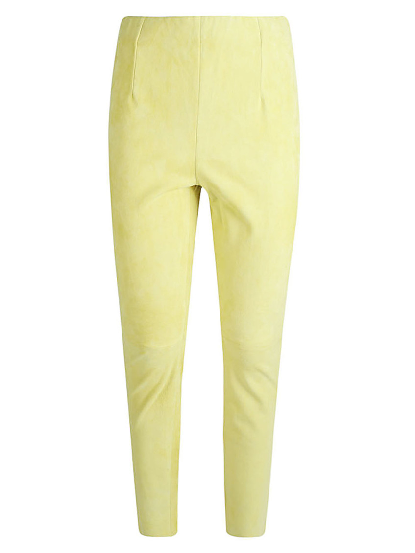 Yellow Slim fit suede trousers