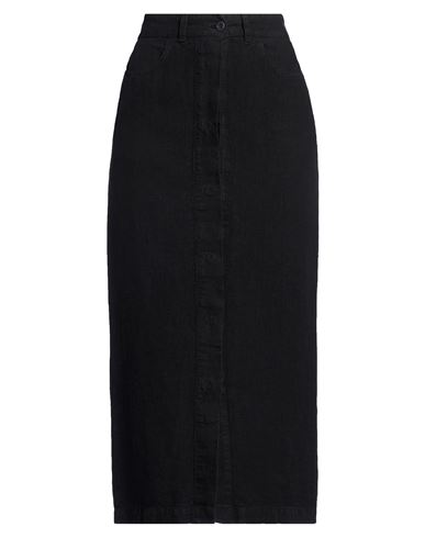 Woman Midi skirt Black Size 10 Linen