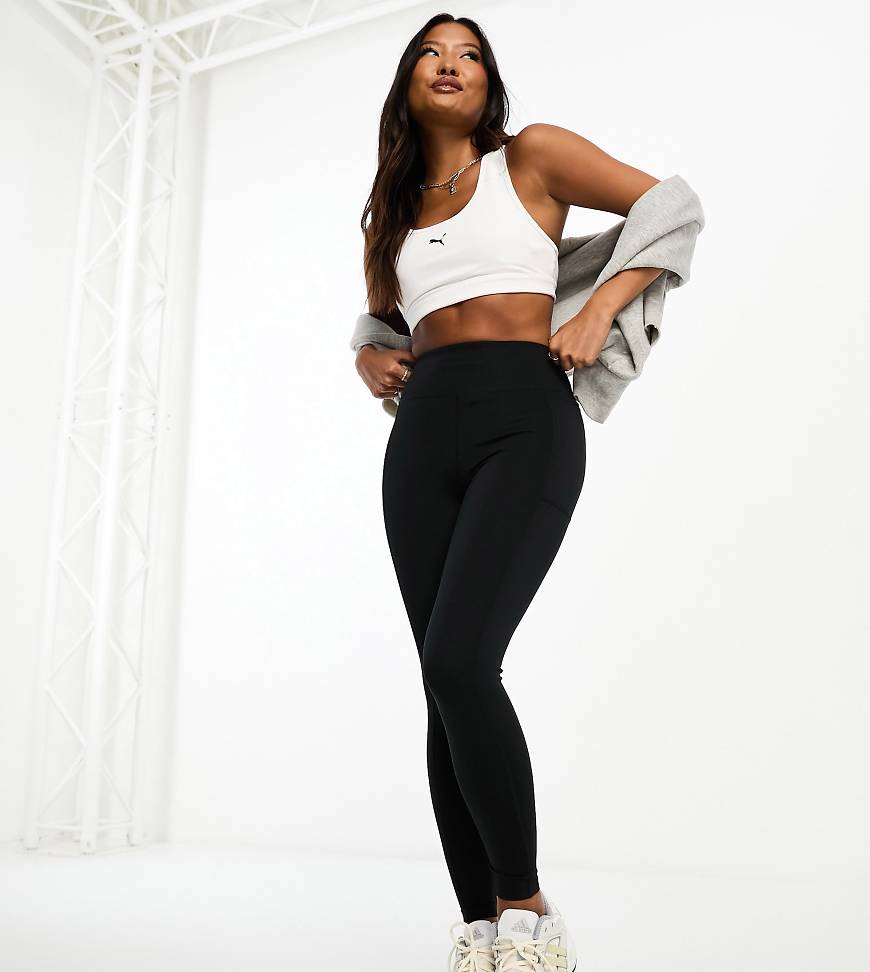 Petite Icon active tie waist run legging with phone pocket in black