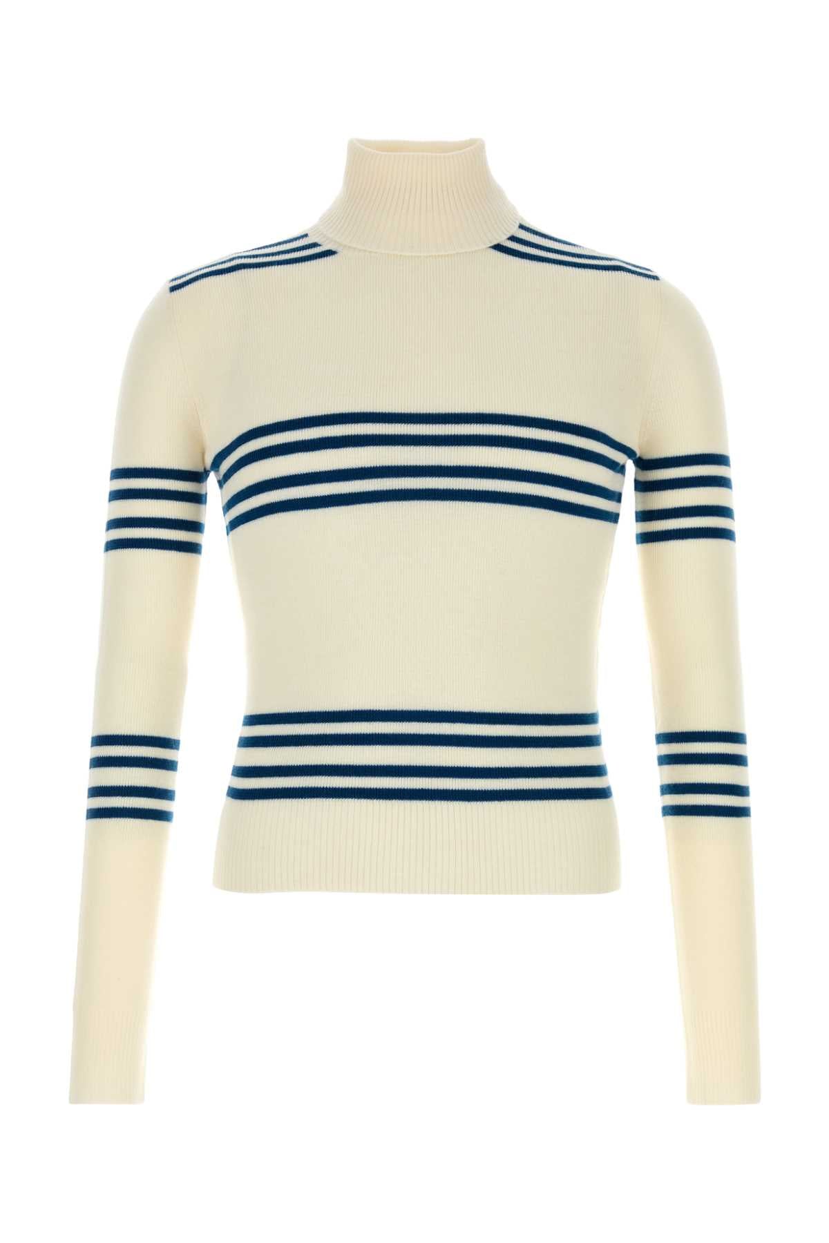 Striped Wool Sweater — Beige
