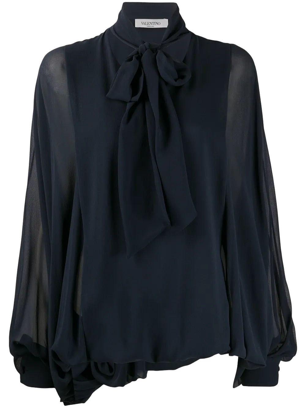 Pussybow Pouf Sleeve Blouse — Blue