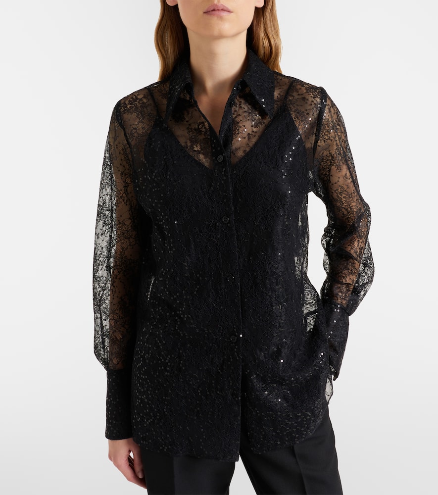 Sequined lace shirt
