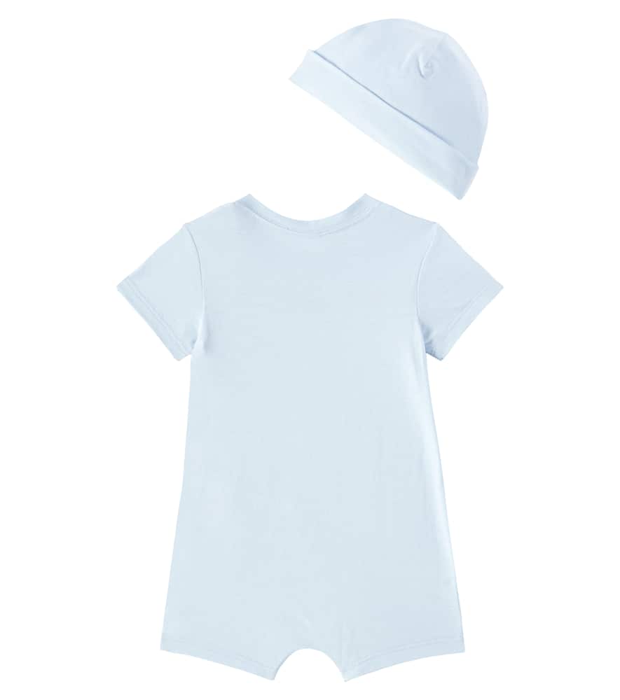 Gucci Kids Baby cotton playsuit, bib, and hat set