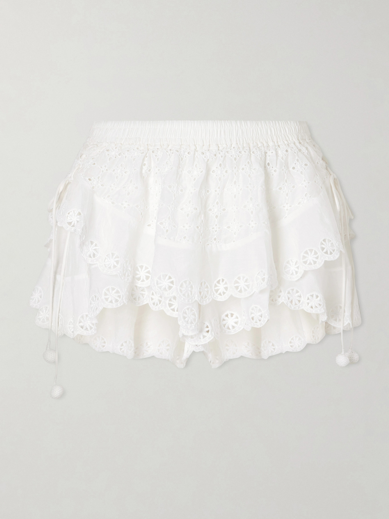 Embroidered Cotton And Silk-blend Shorts - White