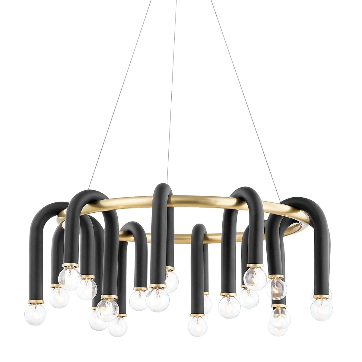 Mitzi Wilt 20-Light Chandelier in Aged Brass and Black