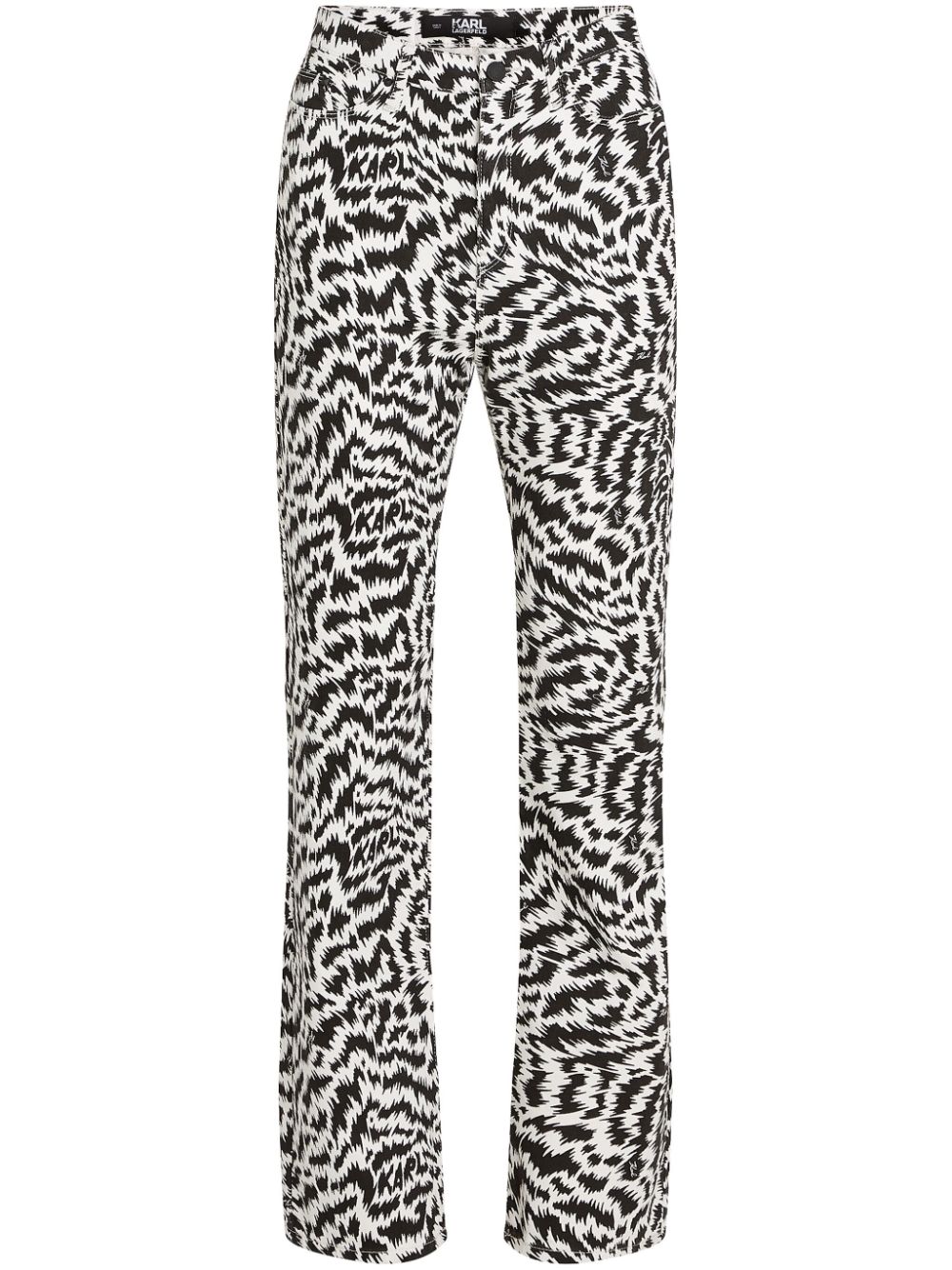 Abstract-print high-rise straight-leg jeans - Black