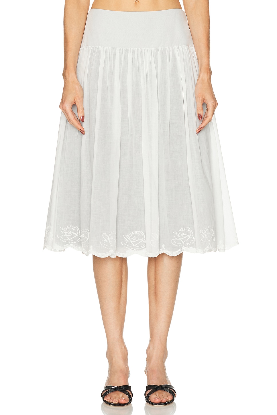 Mirror Palais Petal Lady Length Skirt in Antique White - White.  XS also in L