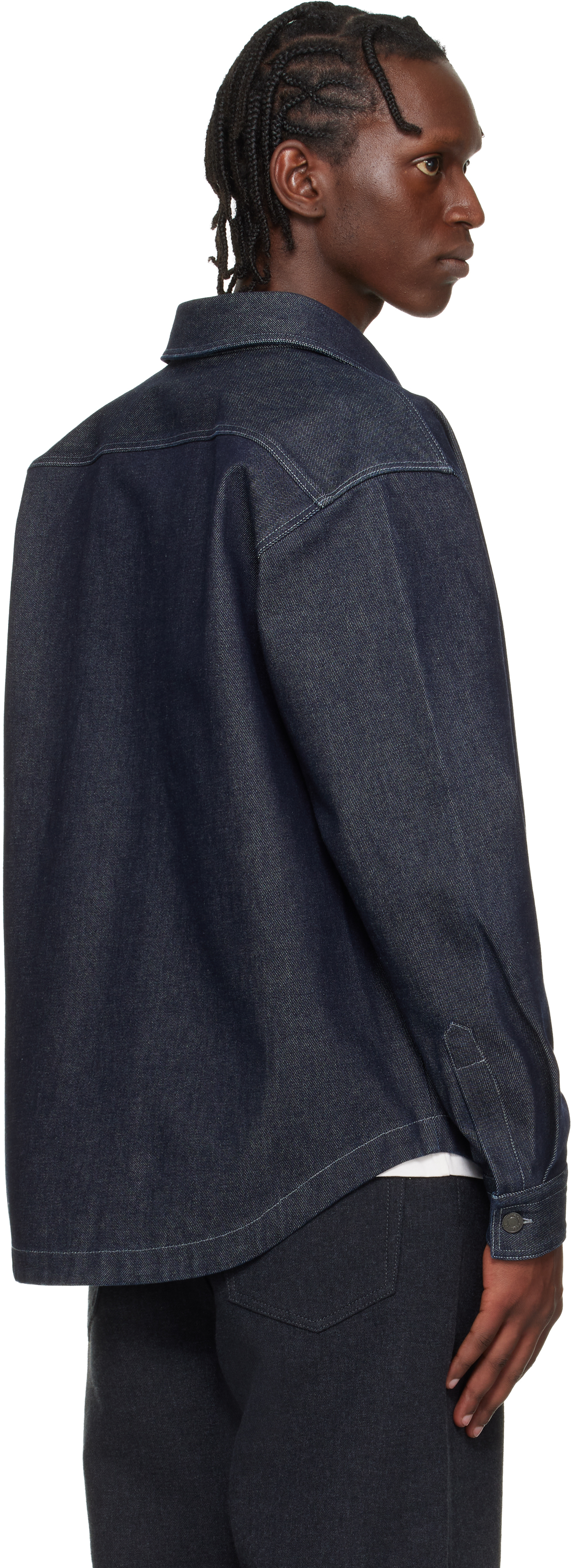 Navy Oversized-Fit Weighty Denim Overshirt