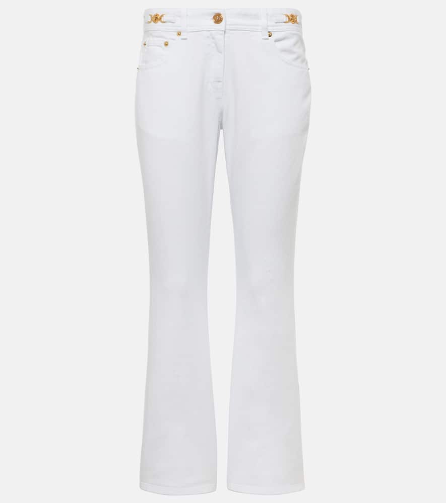 Embellished mid-rise flared jeans