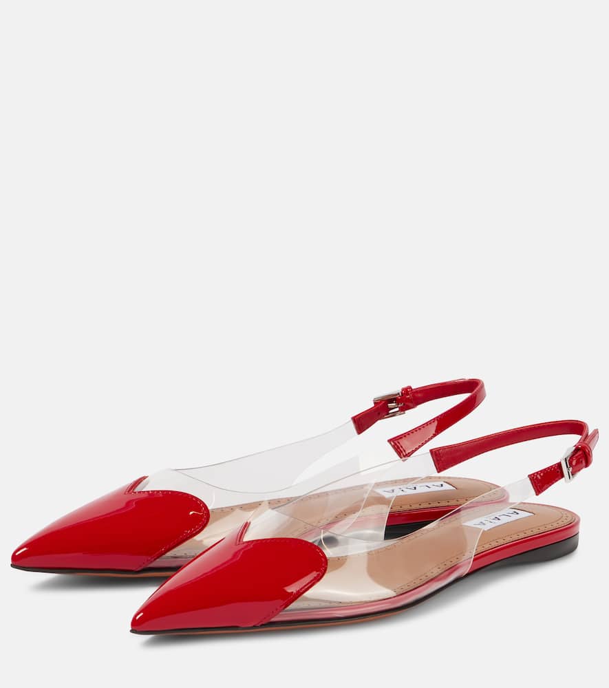 Alaïa Le Caur patent leather and PU slingback flats